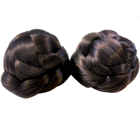 Braided Odango Wig Buns Dark Brown